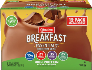 Carnation Breakfast Essentials High Protein Nutritional Drink Shakes, Rich Milk Chocolate Breakfast Shakes 8 Fl oz